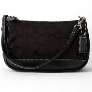 Vintage Y2K Coach Signature Demi mini bag in Dark brown color canvas and leather